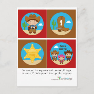 Cowboy Cupcake Toppers Briefkaart