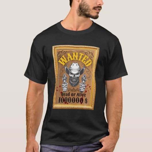 Cowboy Cut Gezochte Mannen Western ontwerp schedel T-shirt (Voorkant)