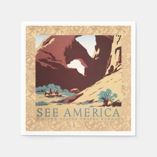 Cowboy Desert  Westerne paarden Servet (Voorkant)