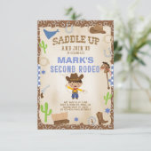 Cowboy deuxième invitation d'anniversaire de rodéo (Debout devant)
