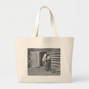 Cowboy die een brief leest. grote tote bag