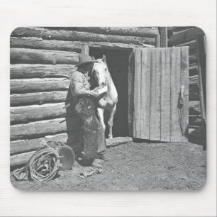 Cowboy die een brief leest muismat