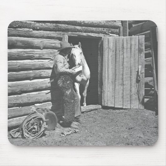 Cowboy die een brief leest muismat (Voorkant)