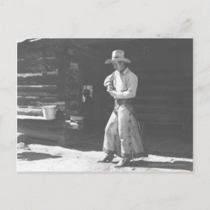 Cowboy die eet van een Peter Pan pindakaas kan. Briefkaart