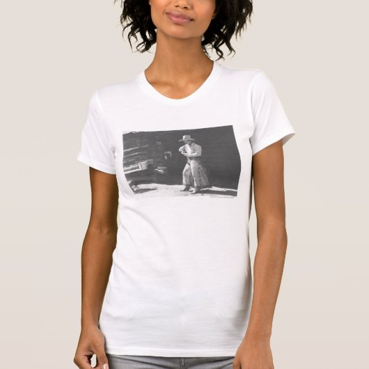 Cowboy die eet van een Peter Pan pindakaas kan. T-shirt (Voorkant)