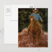 Cowboy die stof produceert briefkaart (Voorkant / Achterkant)