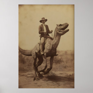 Cowboy Dinosaure, Photographie vintage, Affiche d'