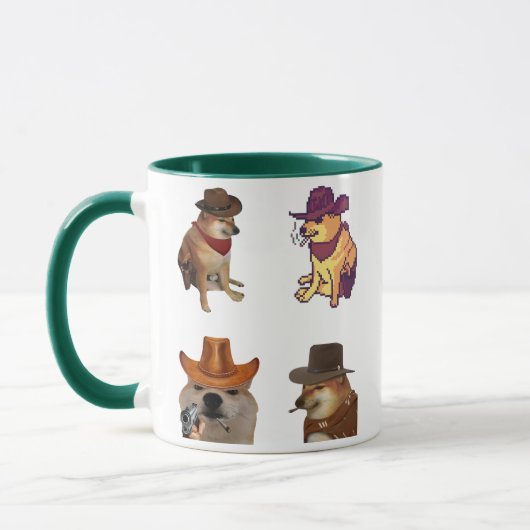 Cowboy Dog Meme Set Funny Doge With Gun Mug (Gauche)