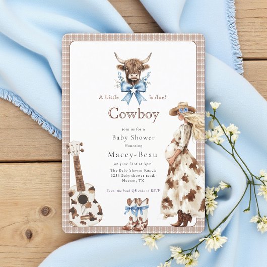 Cowboy doit Baby shower Qr code invitation