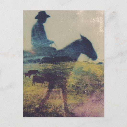 Cowboy Double Exposure Briefkaart (Voorkant)