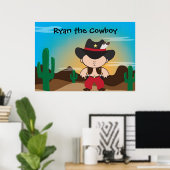 Cowboy dragen Sheriff pet kamer decor Poster (Thuiskantoor)