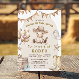 Cowboy eerste Rodeo ballonnen verjaardag uitnodigi Kaart