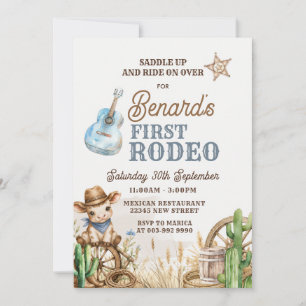 Cowboy Eerste Rodeo Wild West Verjaardagsuitnodigi Kaart