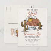 Cowboy eerste verjaardagsfeest uitnodiging Wilde W (Voorkant / Achterkant)