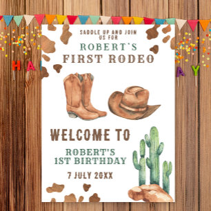 COWBOY eerste verjaardagsfeestje Poster