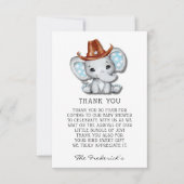 Cowboy Elephant Baby shower Merci Cartes (Devant)