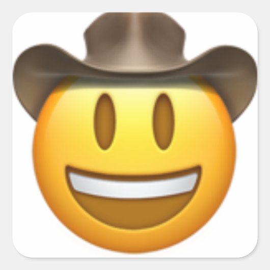 Cowboy emoji face vierkante sticker (Voorkant)