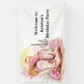Cowboy en Cactus Verjaardagsbanner Spandoek (Verticaal)