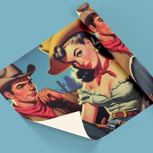  cowboy en cowgirl cadeaupapier