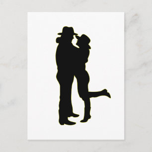Cowboy en Cowgirl in Love Silhouette Briefkaart