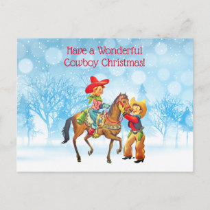 Cowboy en Cowgirl Kerstmis Briefkaart