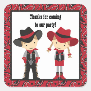 Cowboy en Cowgirl Verjaardag Stickers