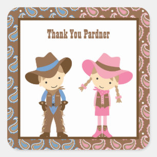 Cowboy en Cowgirl Verjaardag Stickers