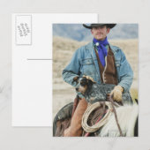 Cowboy en hond op paard briefkaart (Voorkant / Achterkant)