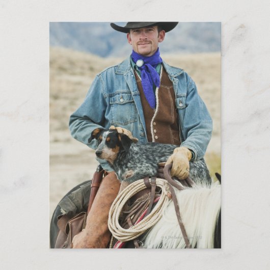 Cowboy en hond op paard briefkaart (Voorkant)