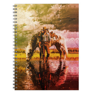Cowboy en Horse Reflection Wall Art – Western Notitieboek