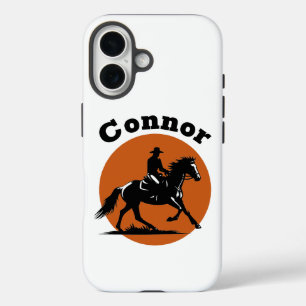 Cowboy en Oranje zonnecirkel iPhone 16 Hoesje