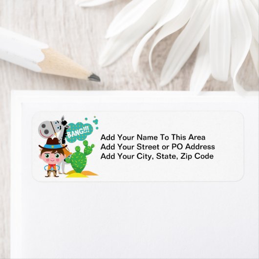 Cowboy en Paard Etiket (Insitu)