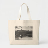 Cowboy en paard in een vijver grote tote bag (Voorkant)