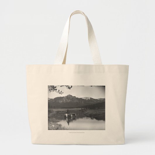 Cowboy en paard in een vijver grote tote bag (Voorkant)