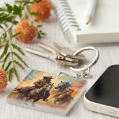 Cowboy en paarden collage sleutelhanger (Voorkant Rechts)