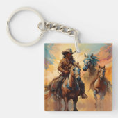 Cowboy en paarden collage sleutelhanger (Voorkant)