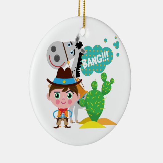 Cowboy en paarden keramisch ornament (Rechts)