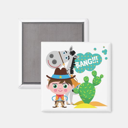 Cowboy en paarden magneet (Voorkant / Achterkant)