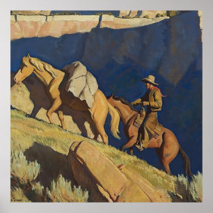 “Cowboy en pakpaard” door Maynard Dixon Poster
