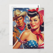  Cowboy en Pin Up Briefkaart (Voorkant / Achterkant)