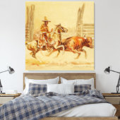 Cowboy en Stier door Edward Borein Canvas Afdruk (Insitu (Slaapkamer))