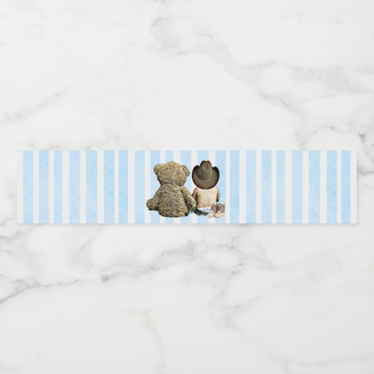 Cowboy en Teddy Bear Waterflesetiketten Waterfles Etiket (Enkel label)