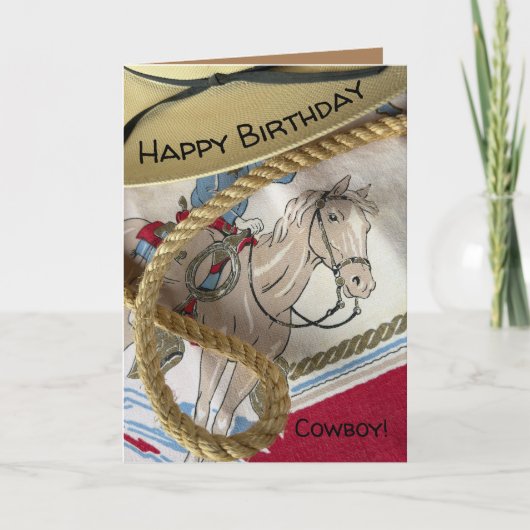 Cowboy Enfant Anniversaire Carte & équitation chev (Devant)