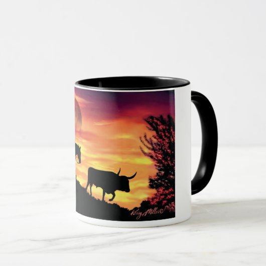 Cowboy Et Longhorn Steer Mug (Devant droit)