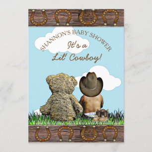 Cowboy Etnische Baby en Teddy Bear Baby shower Kaart
