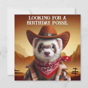 Cowboy Ferret Westerne stijl Verjaardagspose Kaart