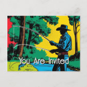 Cowboy Fishman Sur Riverbank Invitation Carte Post (Devant)