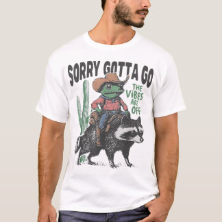 Cowboy Frog Riding Raccoon De vibes zijn vreemd T-shirt