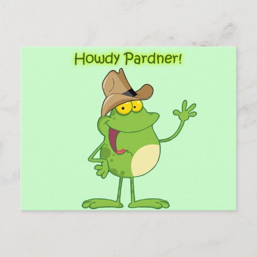 Cowboy Frog Waving Howdy Briefkaart (Voorkant)