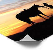 Cowboy gebedsilhouet met zonsondergang Poster (Hoek)
